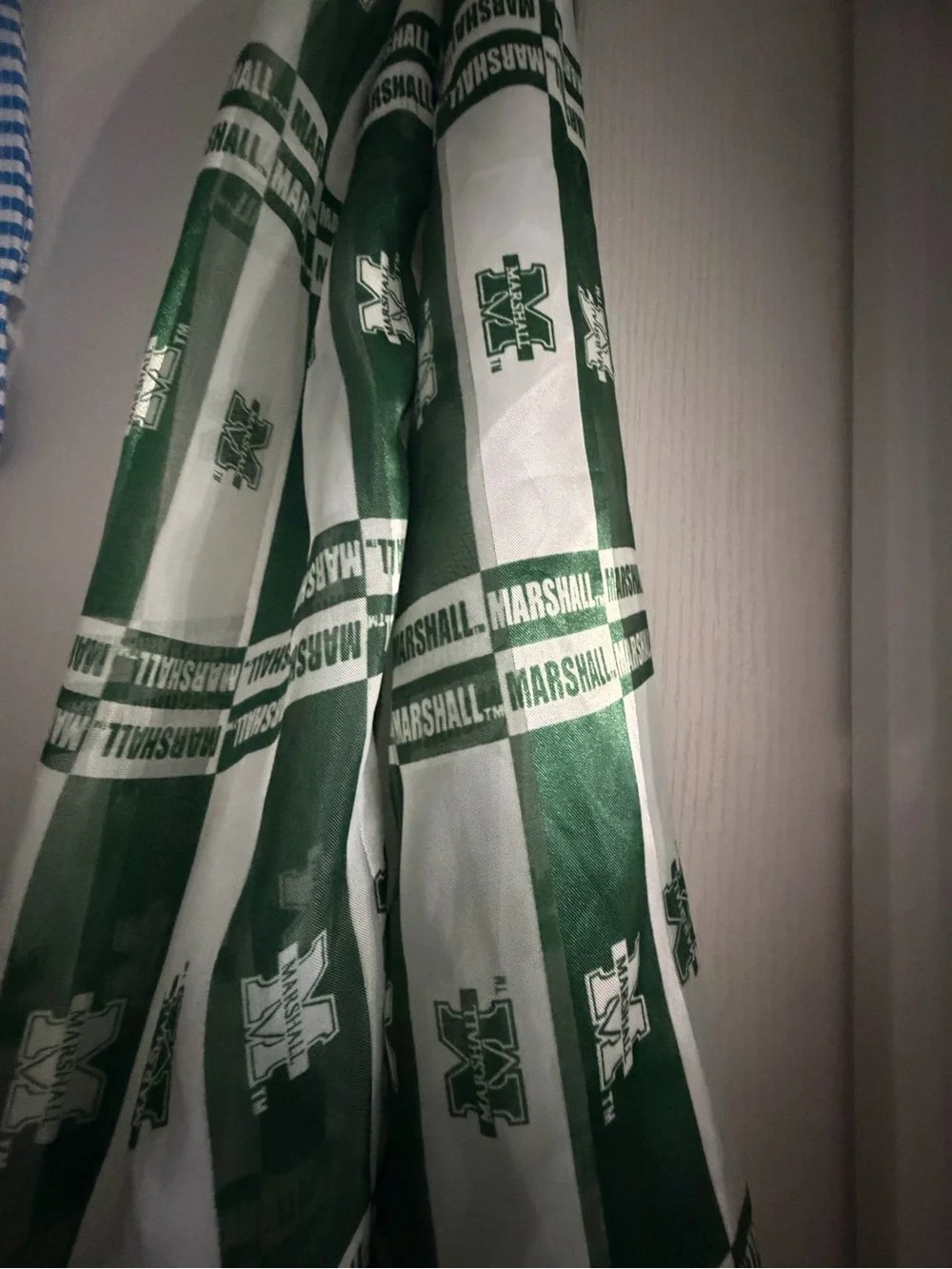 Marshall Green and White Striped University Bedding Fabric